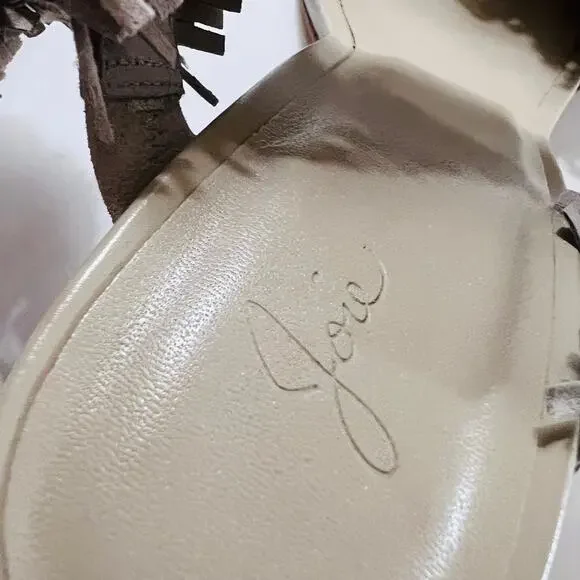 Joie Poppi Suede Leather Fringe Stilleto Slip On Heels Size 39.5 - Picture 5 of 9